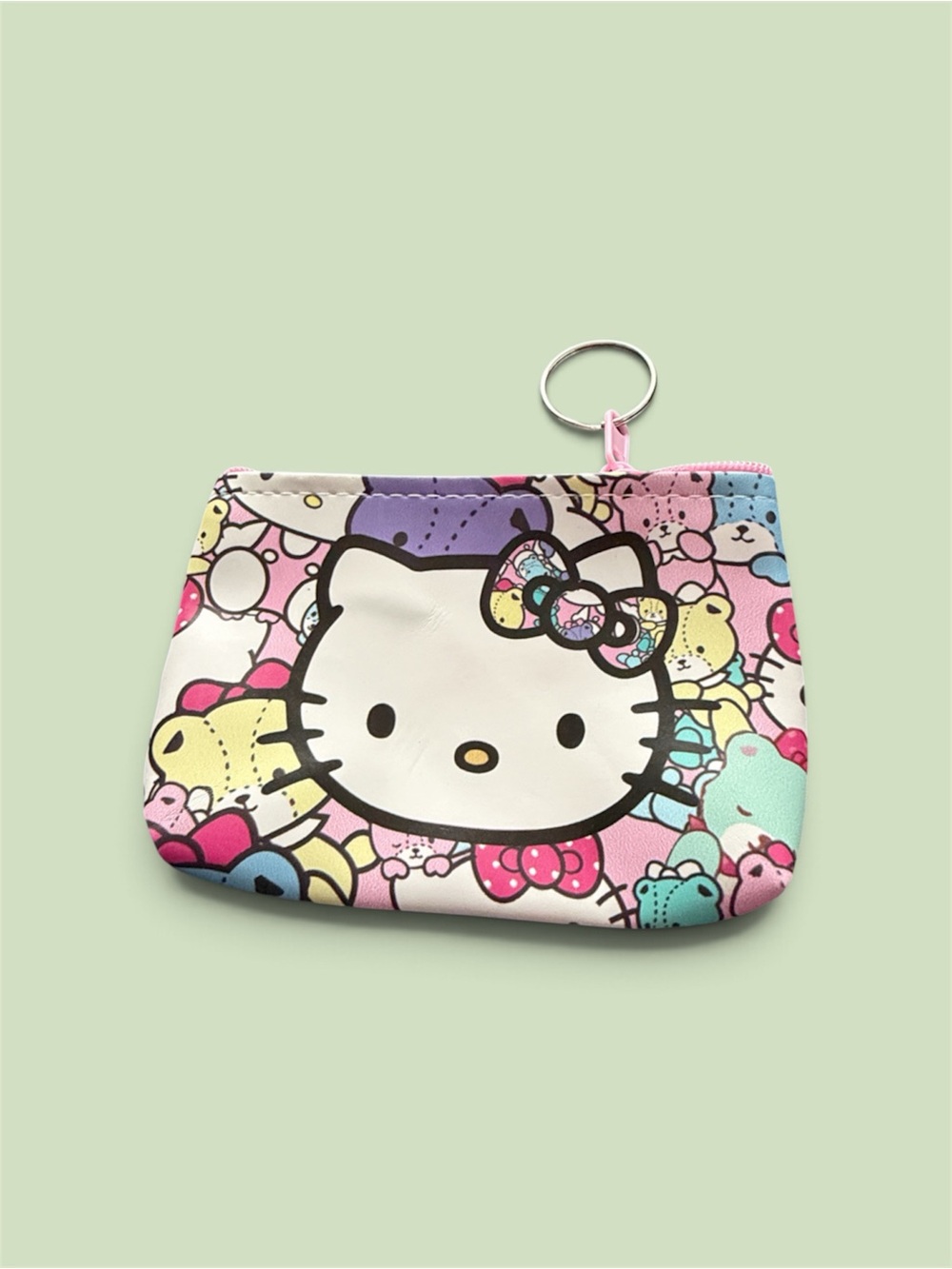 Hello Kitty Pastel Multicolor Coin Pouch with Key Ring